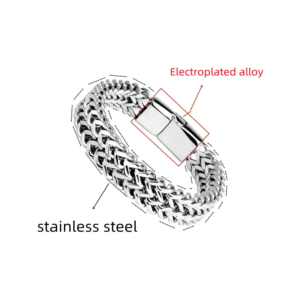 2025 Viral Braided Fish Scale Bracelet - Magnetic Stainless Steel Chain Unisex Hype Trendy Jewelry