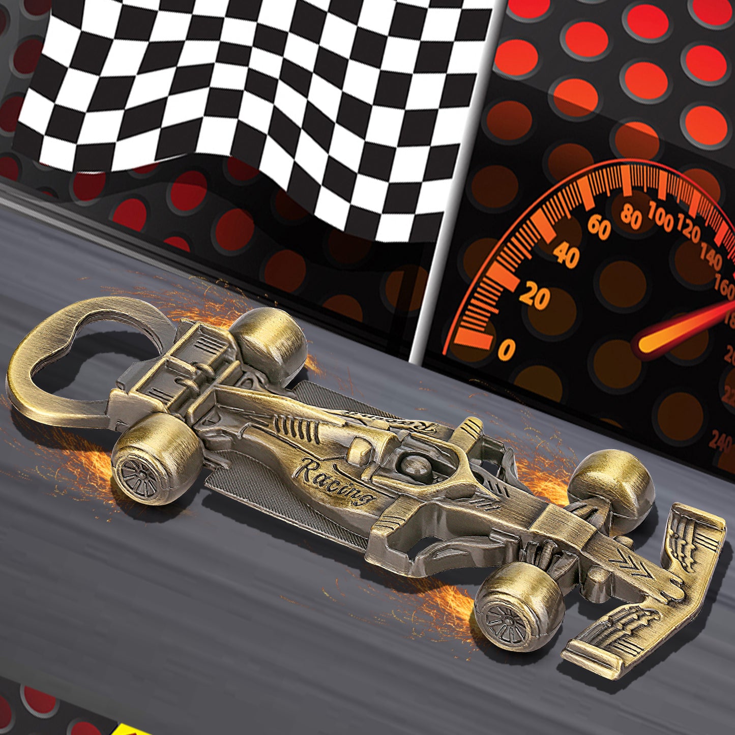 Exquisite Racing Bottle Opener,Meticulously Designed And Made Of Durable Materials, Perfect For Opening Bottles During Sports Events, Parties, Or At Home. Includes A Black Drawstring Bag.