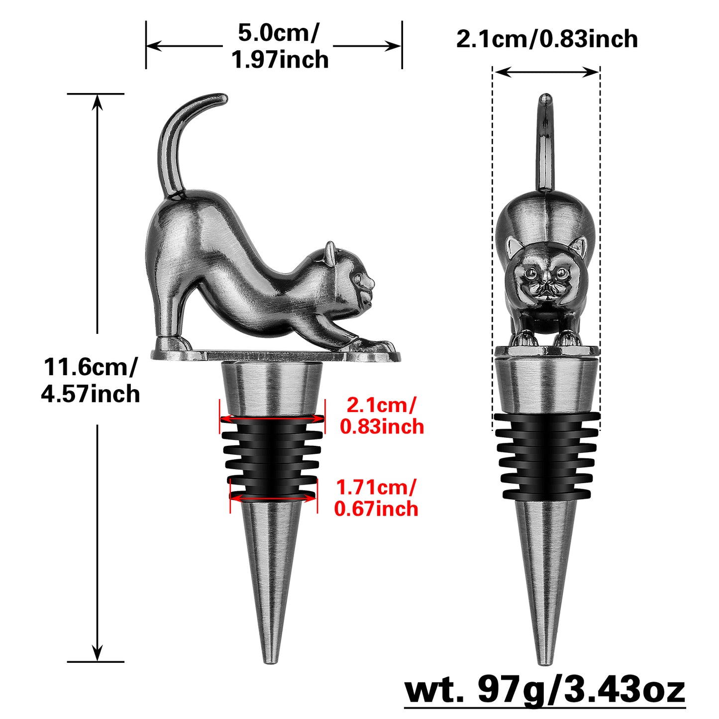 Elegant Upturned Cat Shaped Red Wine Stopper Set With Metallic Luster Bottle Stopper Gift Box, High-end Accessories For Wine Enthusiasts, A Must-have Set For Wine Collectors