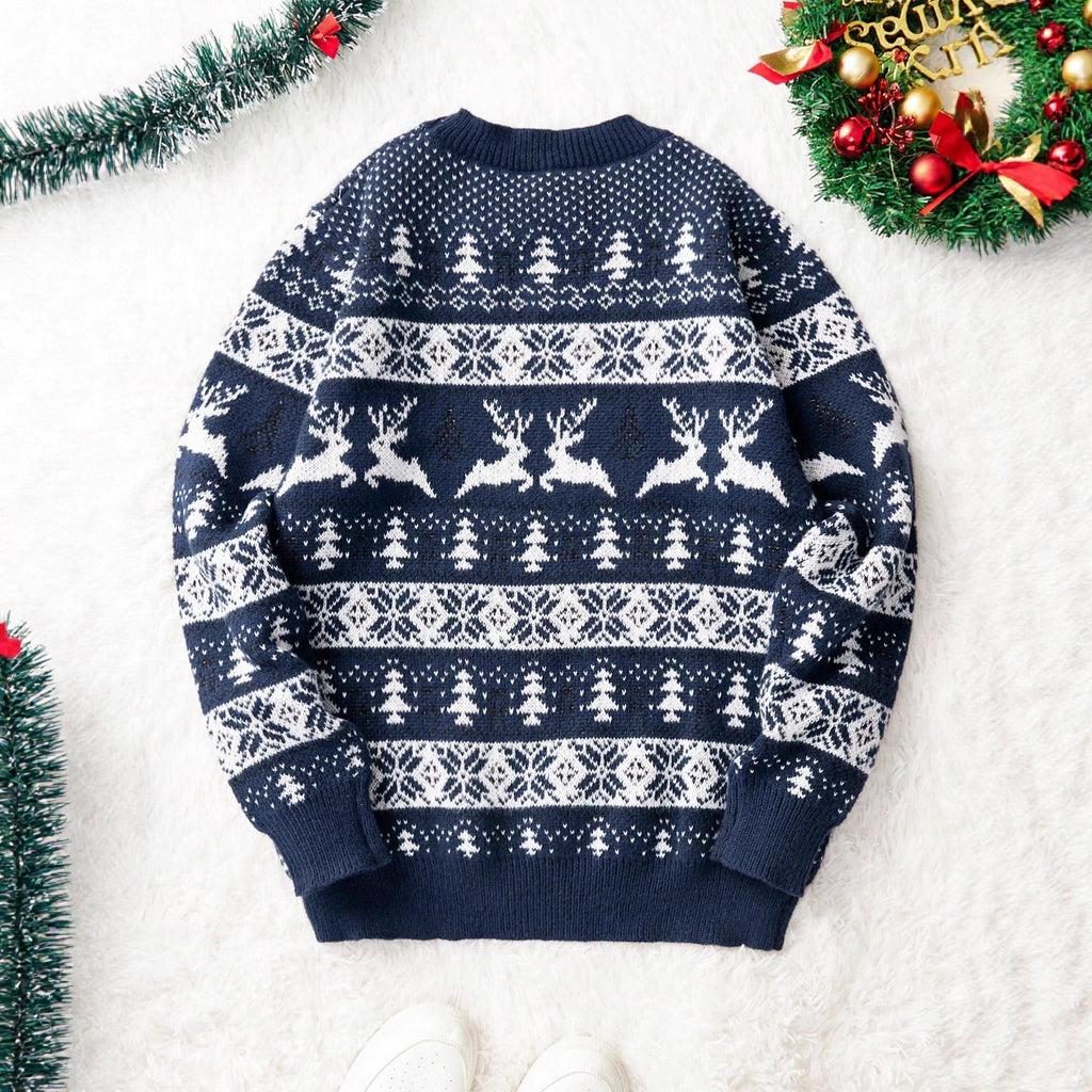 Christmas Sweater Men's Round Neck Loose Jacquard Knitwear kfghf899 Store