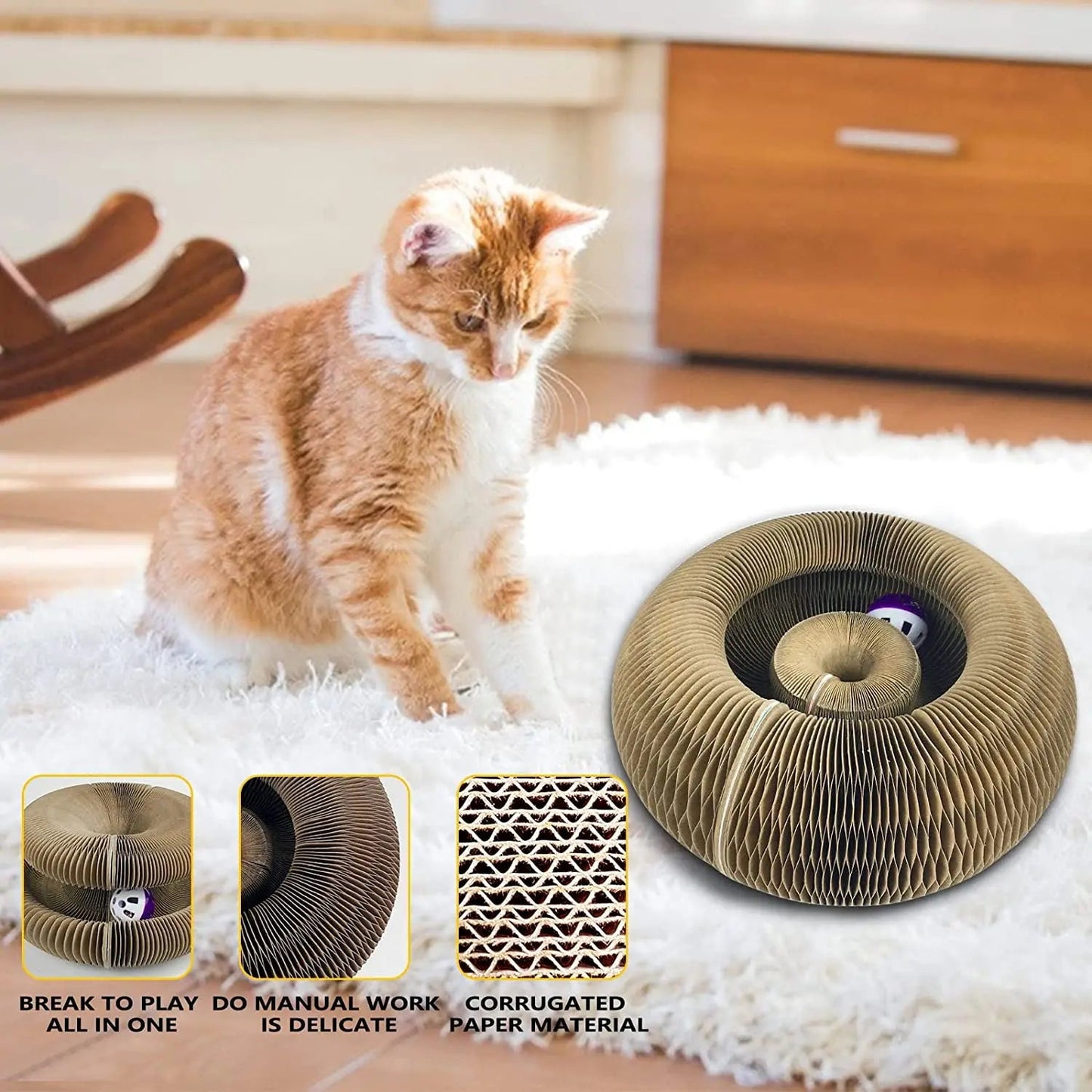 2025 Viral Magic Cat Scratch Board - Corrugated Organ Ball Toy Climbing Frame Dazzle