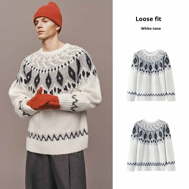 Men's Round Neck Jacquard Christmas Knitted Sweater kfghf899 Store