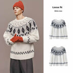 Men's Round Neck Jacquard Christmas Knitted Sweater kfghf899 Store