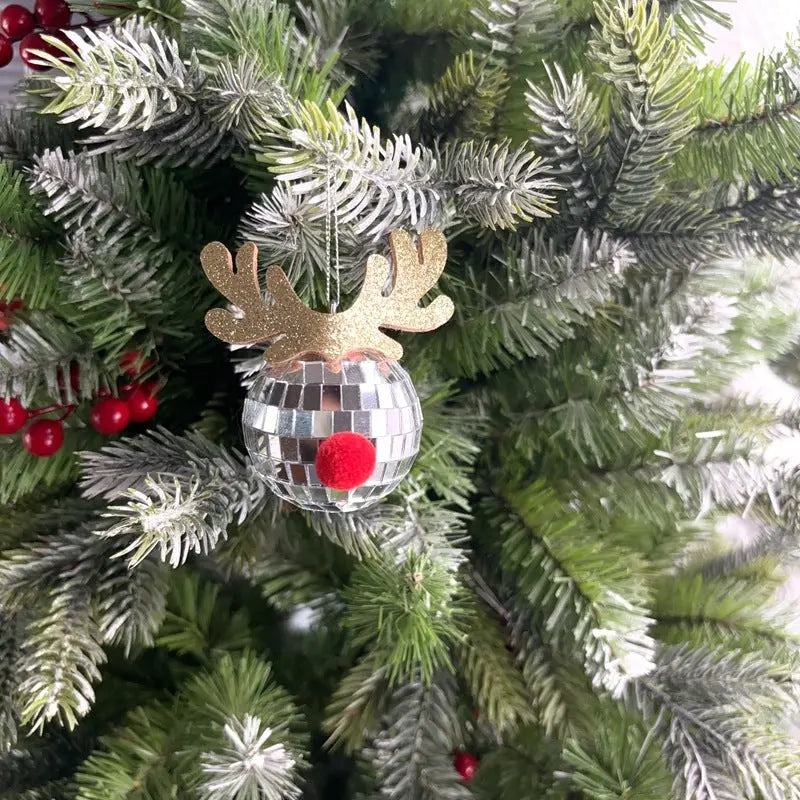 Mirror Elk Horn Christmas Ball Tree Decoration Pendant Dazzle Frenzy