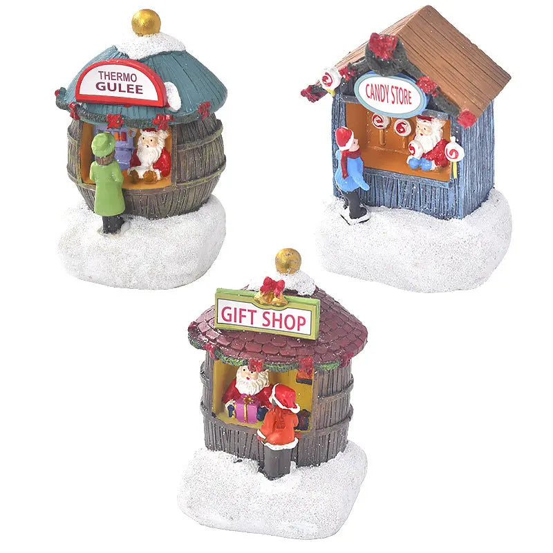 Christmas Resin Mini House Santa Shop Ornament Dazzle Frenzy
