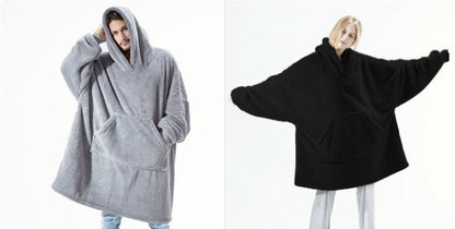 Hoodie Sweatshirt With Big Pocket Tops Sweater Comfortable Loose Double-Sided Fleece Thicker Wearable Blanket