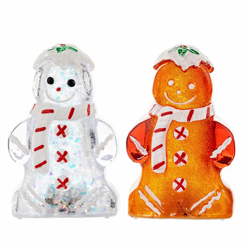Glowing Christmas Gingerbread Man Snowman Ornament Dazzle Frenzy