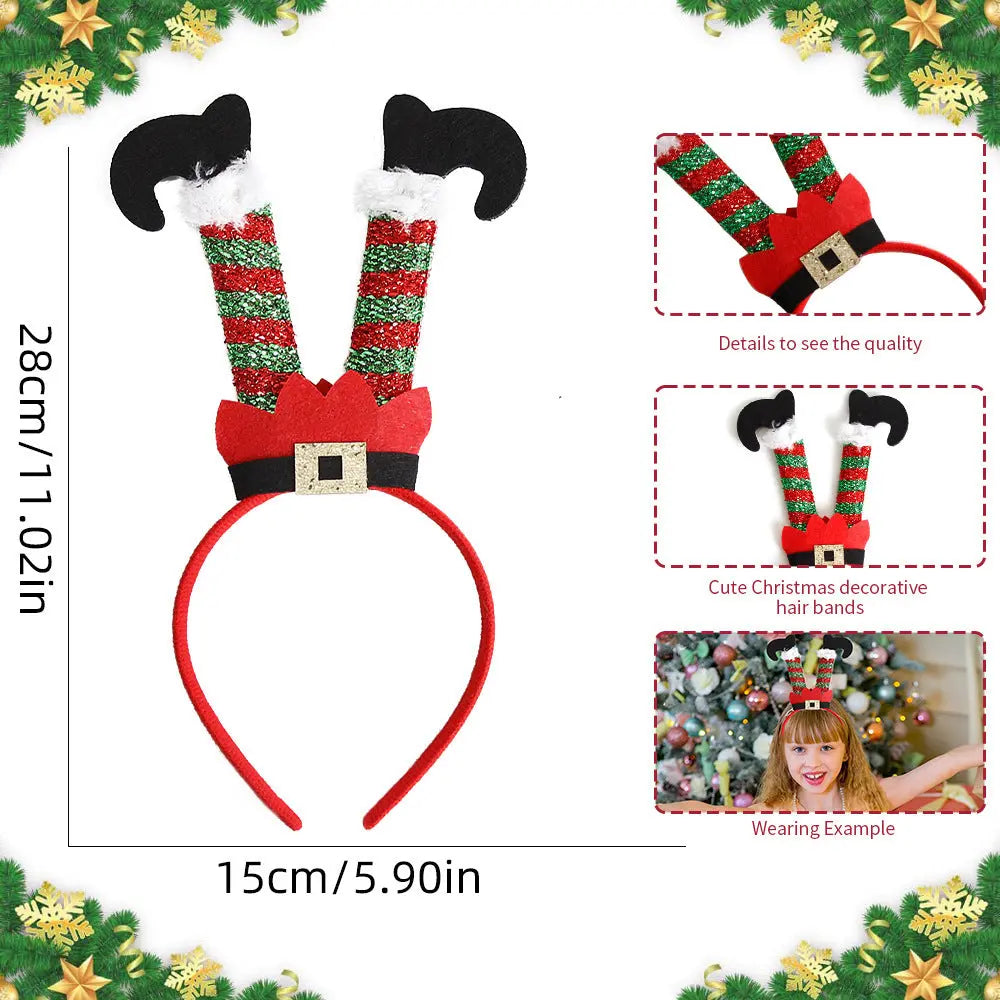 Christmas Party Headband Fun Santa Hat Reindeer Antlers Hair Accessories Dazzle Frenzy