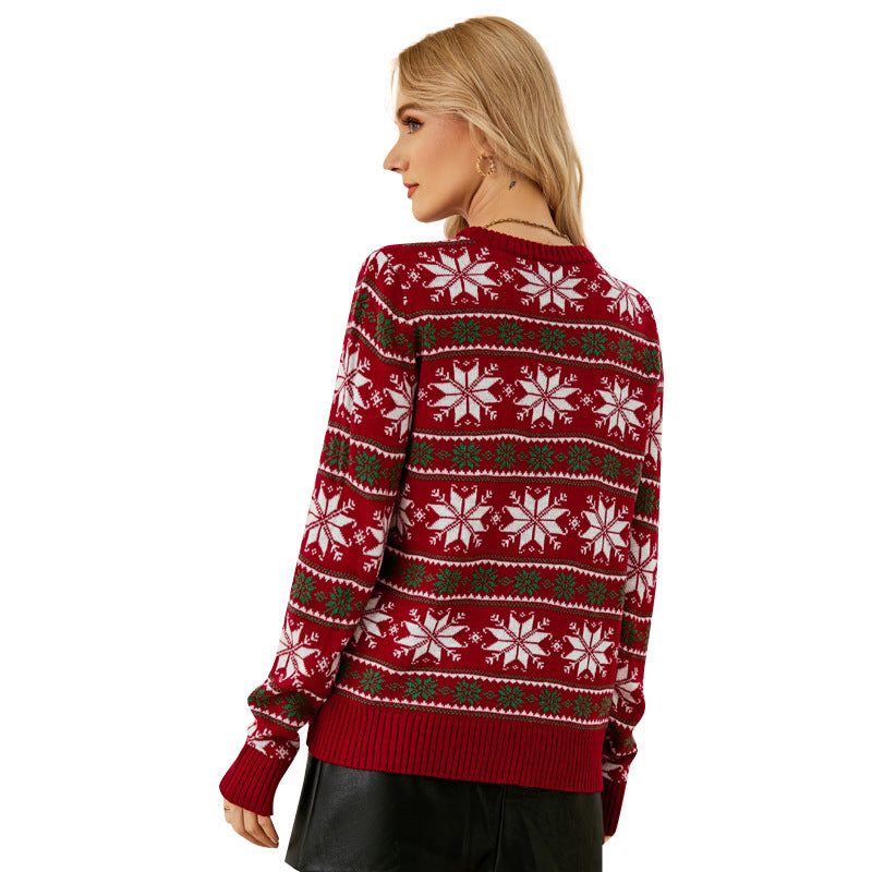 Women's Fashion Autumn Snowflake Christmas Sweater kfghf899 Store