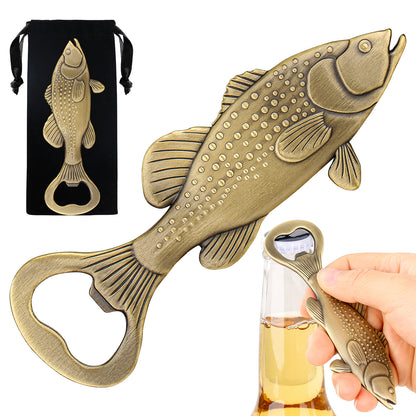 Creative Sea Bass Bottle Opener With Velvet Bag , Exclusive Gift For Fishing Enthusiasts, Bar Tool For Beer Enthusiasts, Ideal For Home And Bar Use, Novel Bar Accessories For Opening Beer