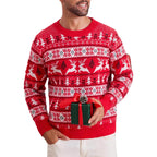 Christmas Sweater Men's Round Neck Loose Jacquard Knitwear kfghf899 Store