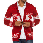 Men's Christmas Jacquard Sweater Button Cardigan Sweater Coat kfghf899 Store