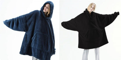 Hoodie Sweatshirt With Big Pocket Tops Sweater Comfortable Loose Double-Sided Fleece Thicker Wearable Blanket
