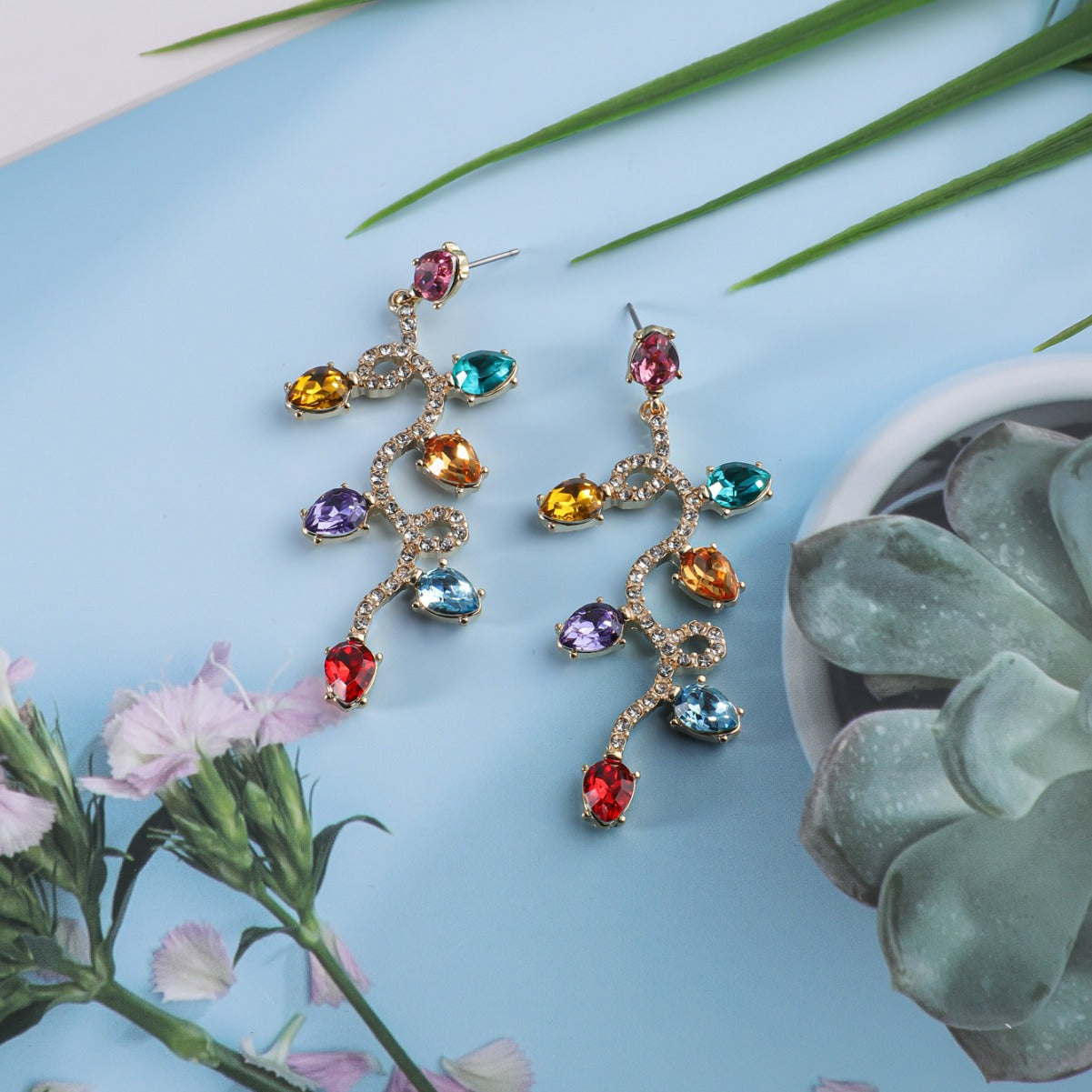 Retro Fashion Small Lantern Zircon Stud Earrings Christmas kfghf899 Store