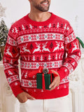 Christmas Sweater Men's Round Neck Loose Jacquard Knitwear kfghf899 Store