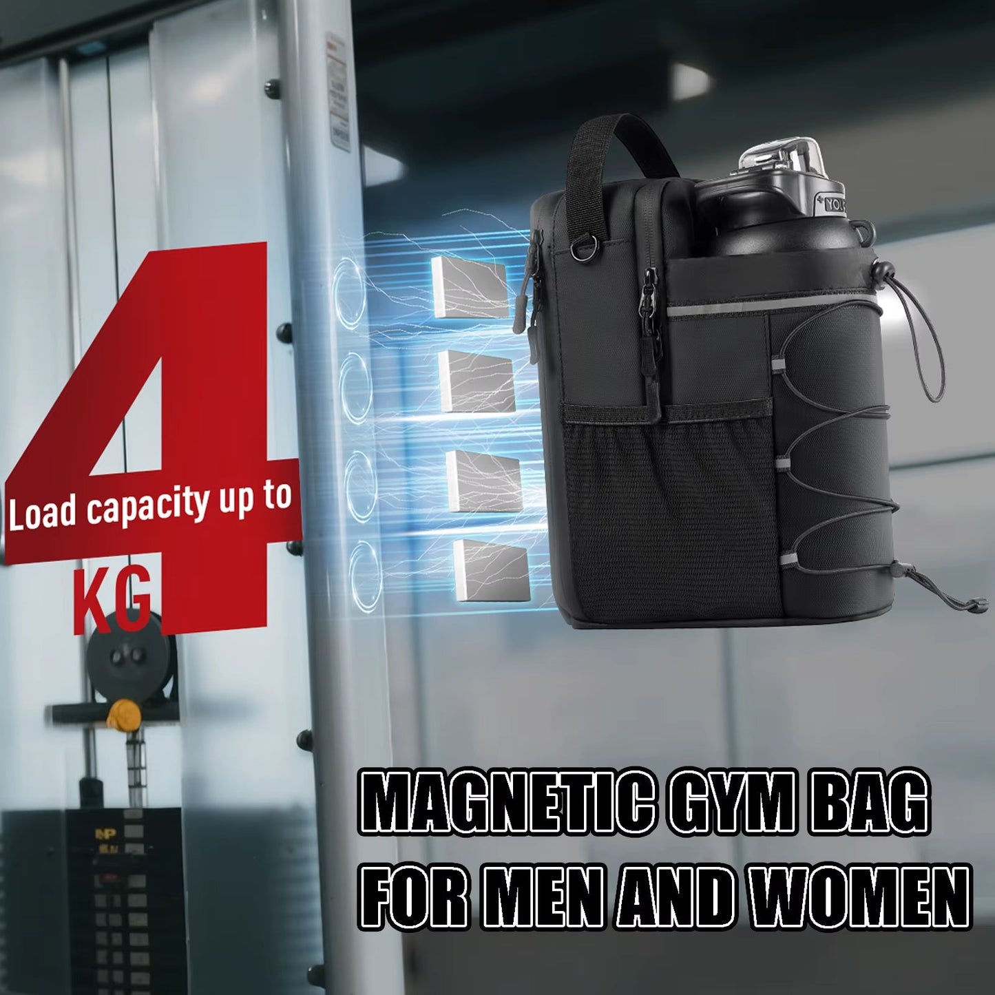 2025 Viral Magnoji Magnetic Gym Bag - 4 Strong Magnets 64oz Mug Holder Hands-Free Fitness Dazzle