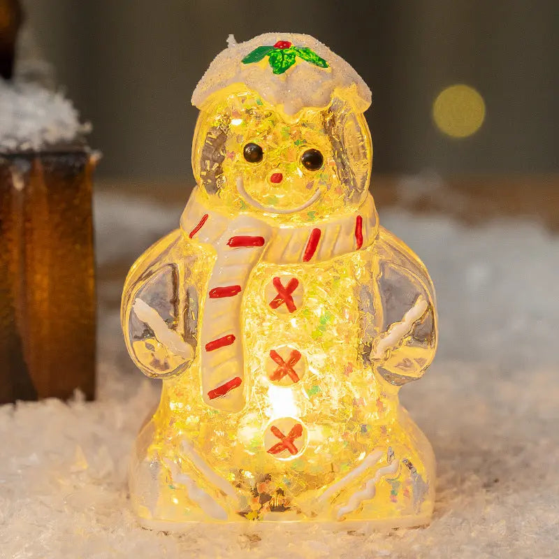 Glowing Christmas Gingerbread Man Snowman Ornament Dazzle Frenzy