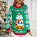 Jacquard Pullover Christmas Cartoon Kitten Embroidered Sweater Dazzle Frenzy