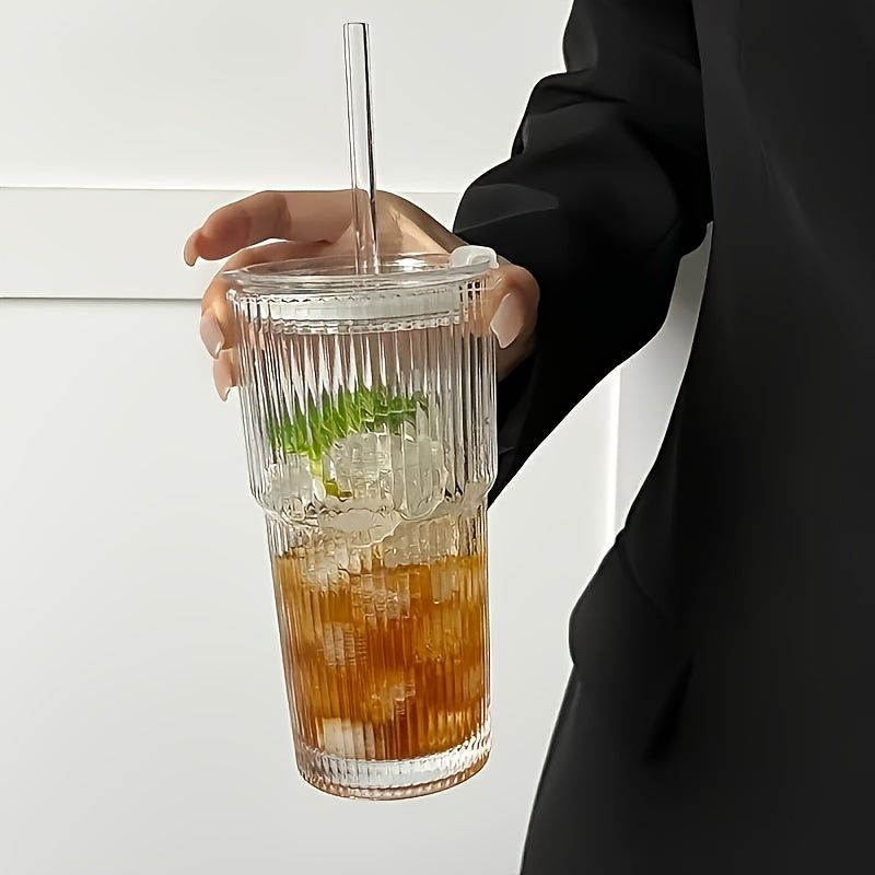 Glass Cup With Straw