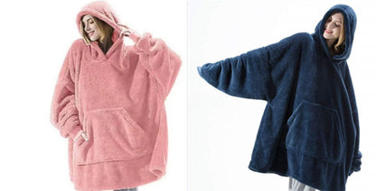 Hoodie Sweatshirt With Big Pocket Tops Sweater Comfortable Loose Double-Sided Fleece Thicker Wearable Blanket