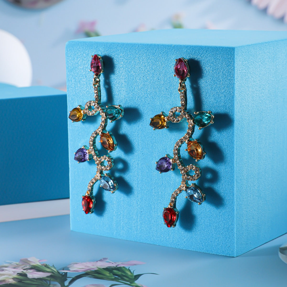 Retro Fashion Small Lantern Zircon Stud Earrings Christmas kfghf899 Store