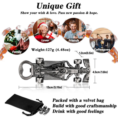 Exquisite Racing Bottle Opener,Meticulously Designed And Made Of Durable Materials, Perfect For Opening Bottles During Sports Events, Parties, Or At Home. Includes A Black Drawstring Bag.
