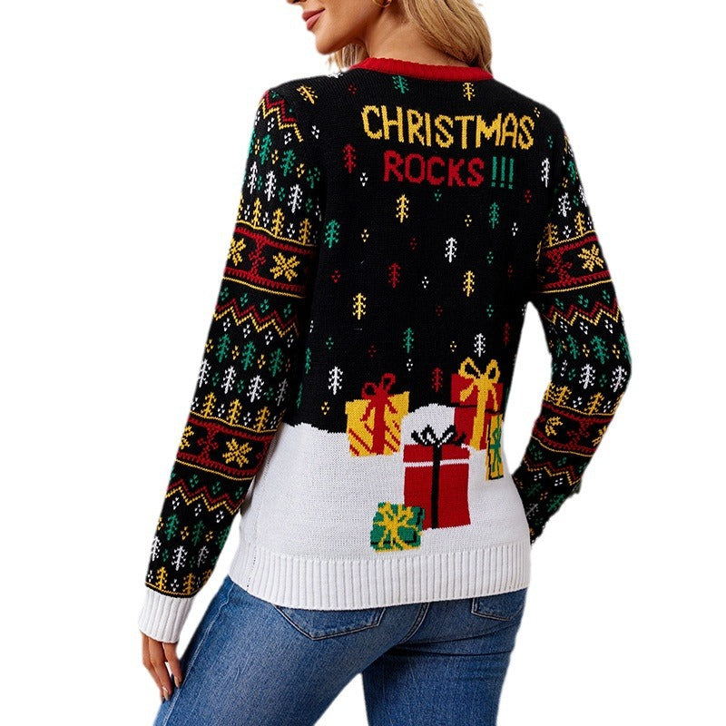 Elk Jacquard Santa Claus Knitted Sweater kfghf899 Store