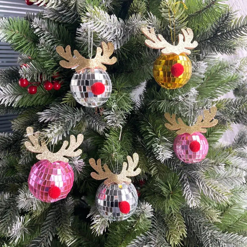 Mirror Elk Horn Christmas Ball Tree Decoration Pendant Dazzle Frenzy