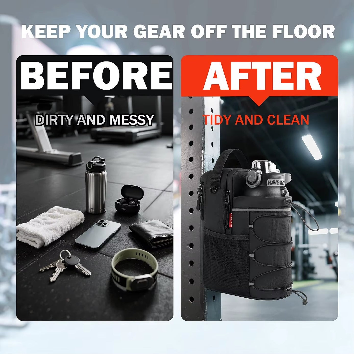 2025 Viral Magnoji Magnetic Gym Bag - 4 Strong Magnets 64oz Mug Holder Hands-Free Fitness Dazzle