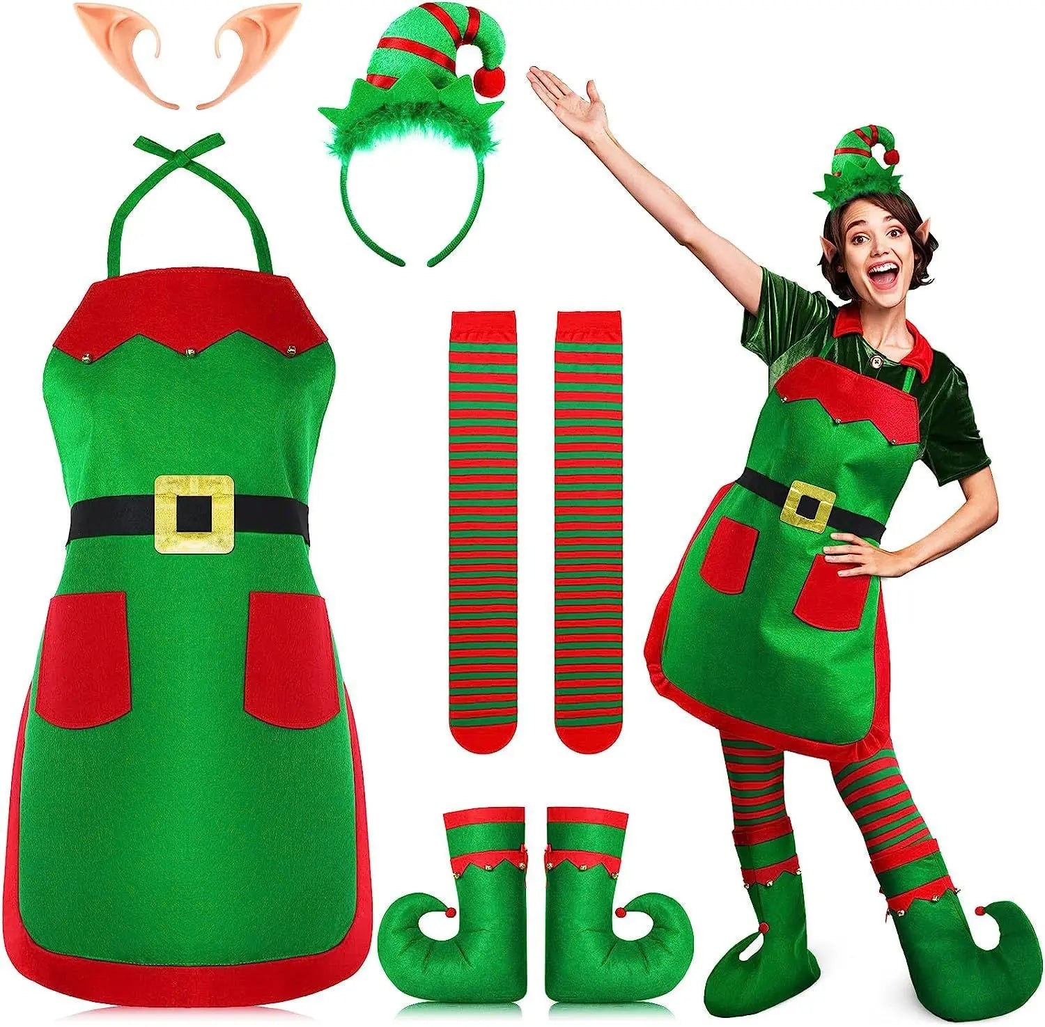 Christmas Party Apron and Hat Set Dazzle Frenzy