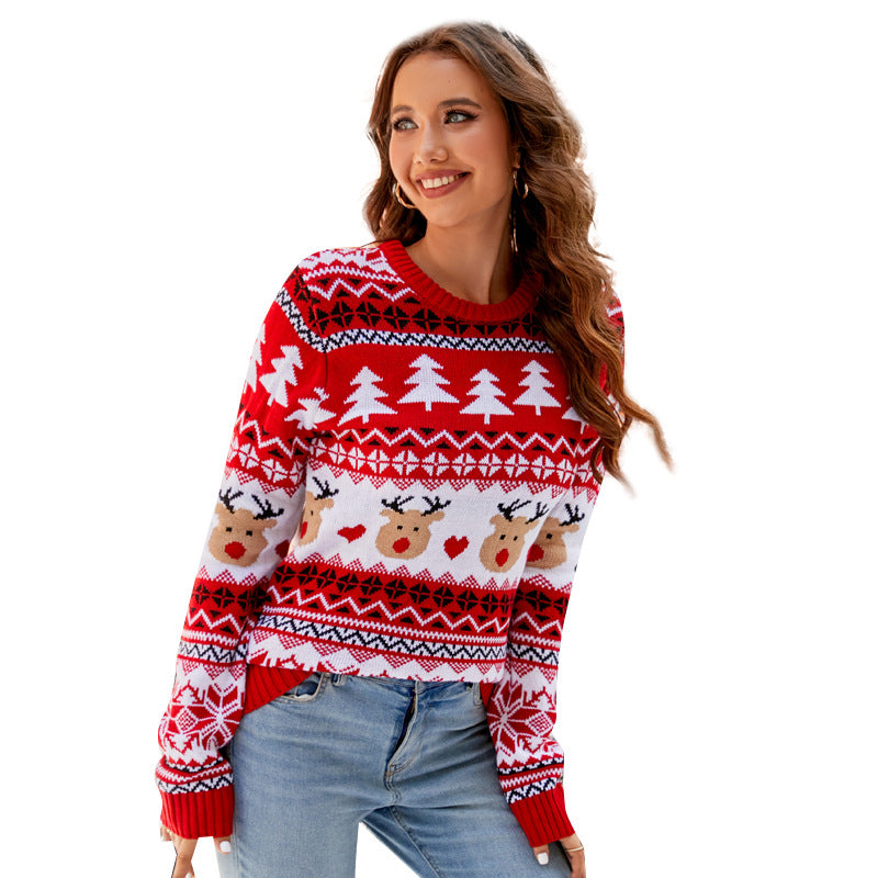 Jacquard Leisure Pullover Christmas Women's Knitted Sweater Dazzle Frenzy