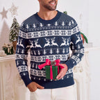 Christmas Sweater Men's Round Neck Loose Jacquard Knitwear kfghf899 Store