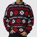 Men's Christmas Jacquard Loose-fitting Drop-shoulder Long-sleeve Sweater kfghf899 Store