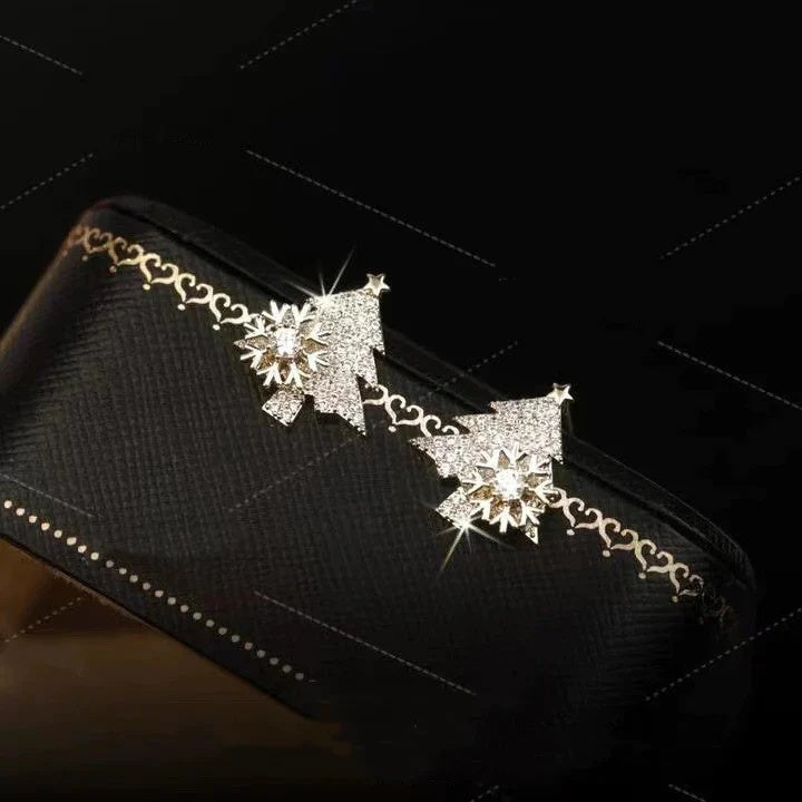 Hollow Out Christmas Tree Earrings With Diamonds kfghf899 Store