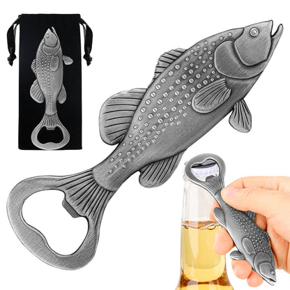 Creative Sea Bass Bottle Opener With Velvet Bag , Exclusive Gift For Fishing Enthusiasts, Bar Tool For Beer Enthusiasts, Ideal For Home And Bar Use, Novel Bar Accessories For Opening Beer