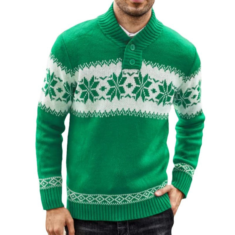 Men's New Pullover Sweater Autumn And Winter Long Sleeved Christmas Casual Fashion Jacquard Knitted Sweater Clothing For Men Dazzle Frenzy