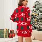 Christmas Pullover Jacquard Long Red Dazzle Frenzy