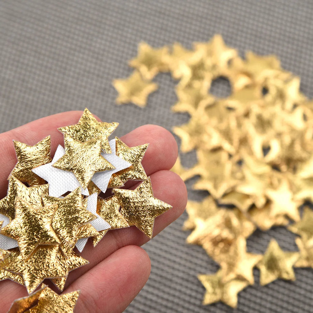 New In 100PCS Gold Silver Cloth Christmas Star Confetti 2cm Living Room Decor Navidad Ornament Xmas Party DIY Crafts Accessories Dazzle Frenzy