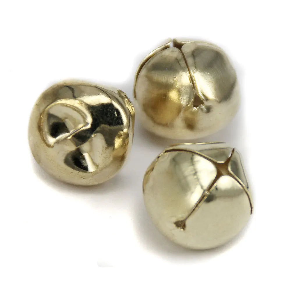 100 Pieces 15mm Gold Christmas Jingle Bells Pendant/Decoration/Craft/Jewellery DIY Dazzle Frenzy
