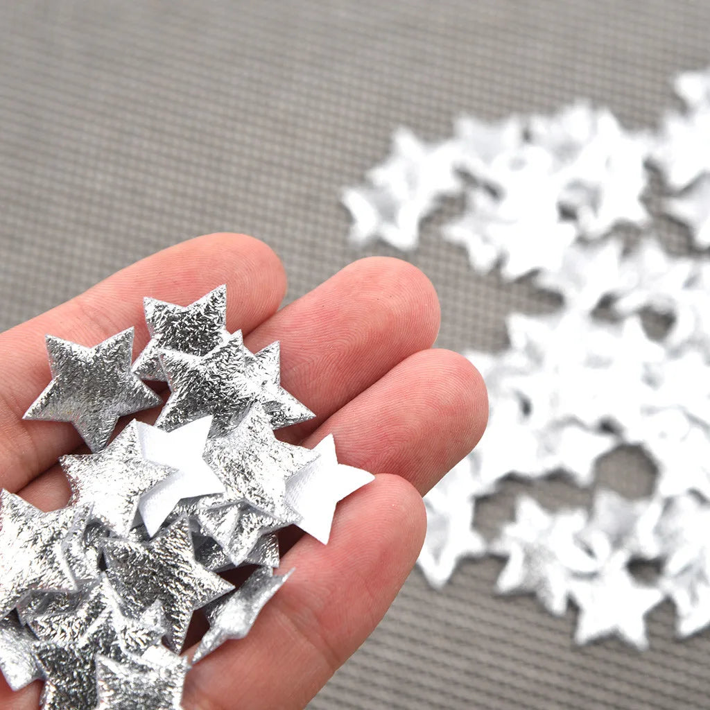 New In 100PCS Gold Silver Cloth Christmas Star Confetti 2cm Living Room Decor Navidad Ornament Xmas Party DIY Crafts Accessories Dazzle Frenzy
