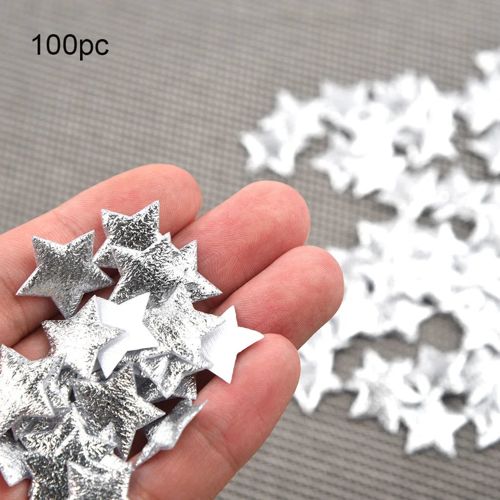 New In 100PCS Gold Silver Cloth Christmas Star Confetti 2cm Living Room Decor Navidad Ornament Xmas Party DIY Crafts Accessories Dazzle Frenzy