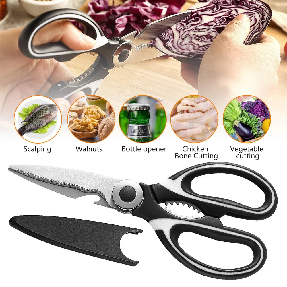 2025 Viral Kitchen Scissors - Stainless Steel Multi-Purpose Meat Vegetable Shears Dazzle Cutter