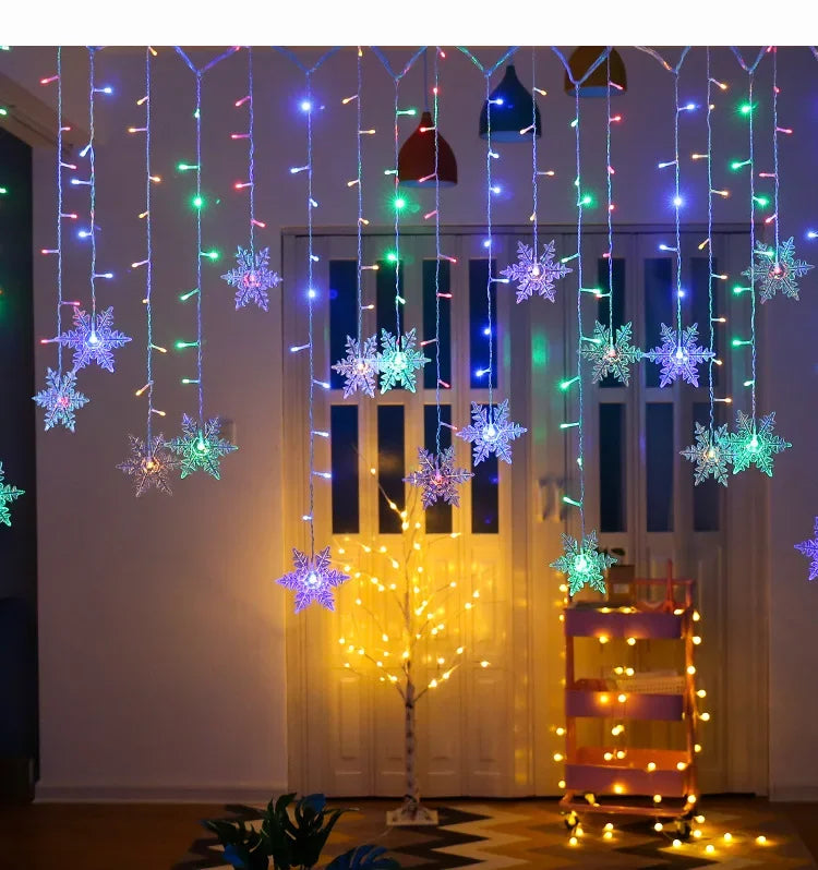 110V 220V Snowflakes  Curtain Garland on The Window Fairy Lights New Year Garland Festoon Led Lights String Christmas Decor Dazzle Frenzy
