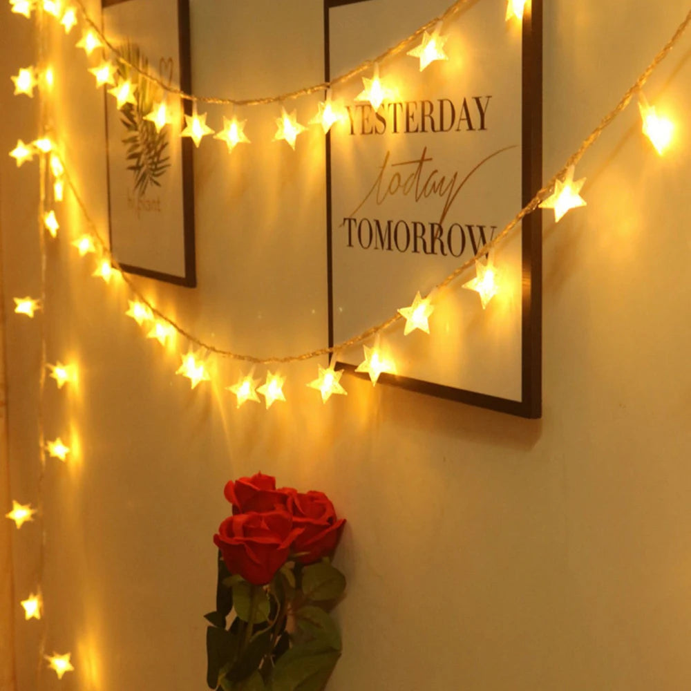LED Star Fairy Lights Outdoor Chain Lights Garland Bulb String Lights Party Home Wedding Terrace Garden Christmas Decoration Dazzle Frenzy