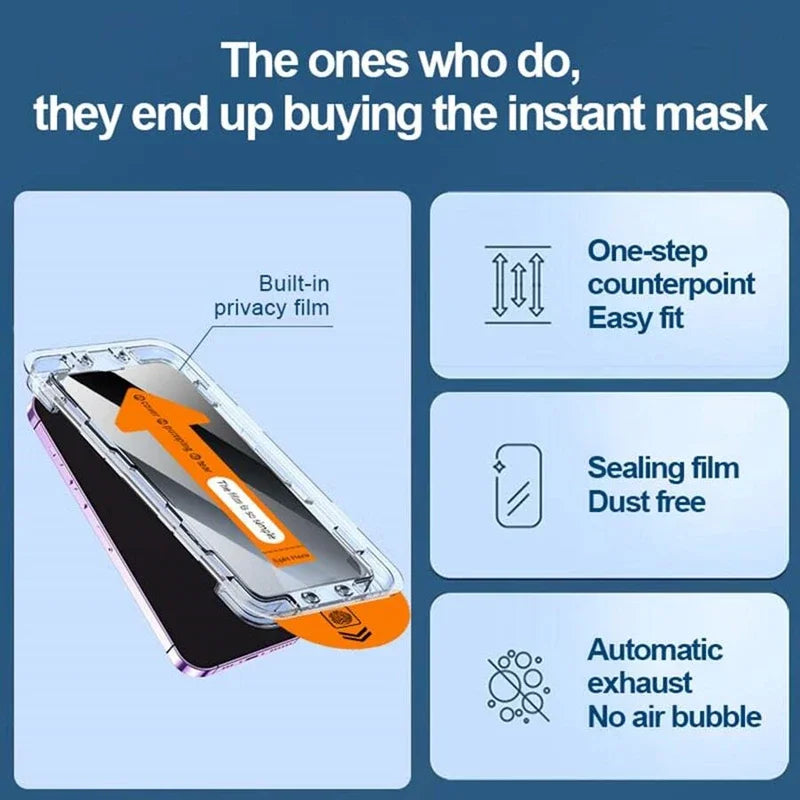 2025 Viral 8K Privacy Tempered Glass - Anti-Spy Dust-Free Screen Protector iPhone 11-16 1-3pcs