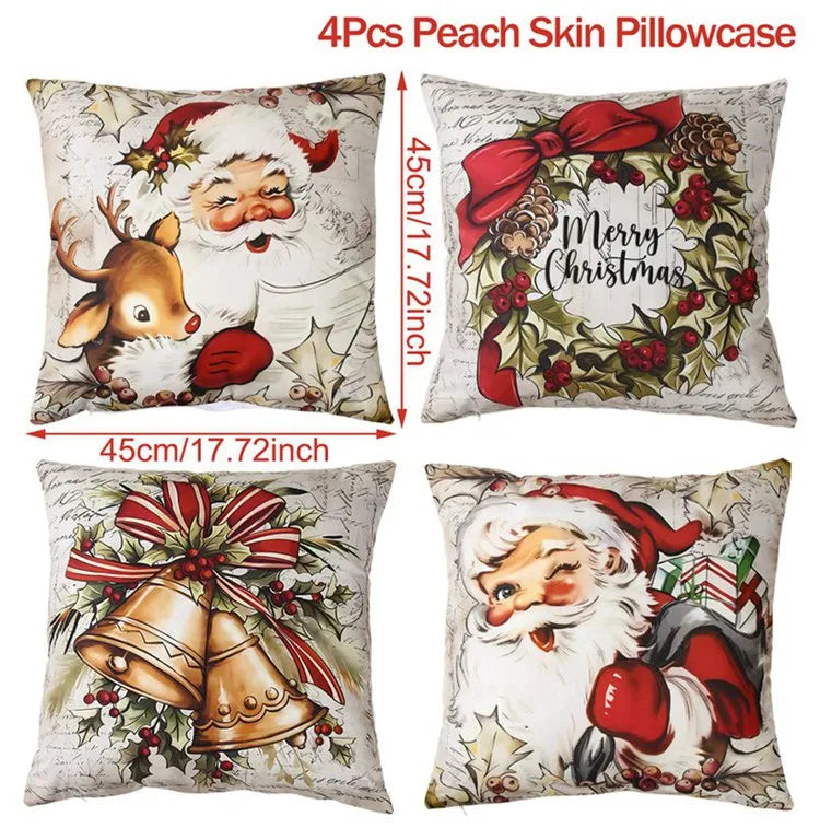 4pcs Merry Christmas Cushion Cover Home Decorations 2025 Christmas Ornament Pillow Case Xmas Navidad Gifts New Year Gifts 2026 Dazzle Frenzy