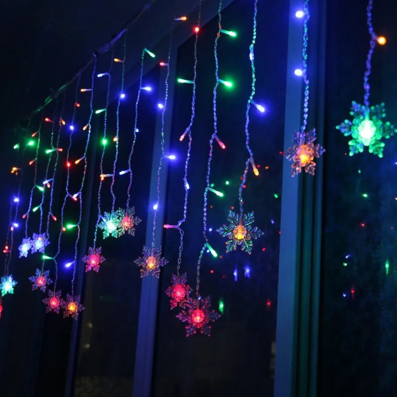 3.2M Christmas Snowflakes LED String Lights Flashing Fairy Curtain Lights Waterproof For Holiday Party Wedding Xmas Decoration Dazzle Frenzy