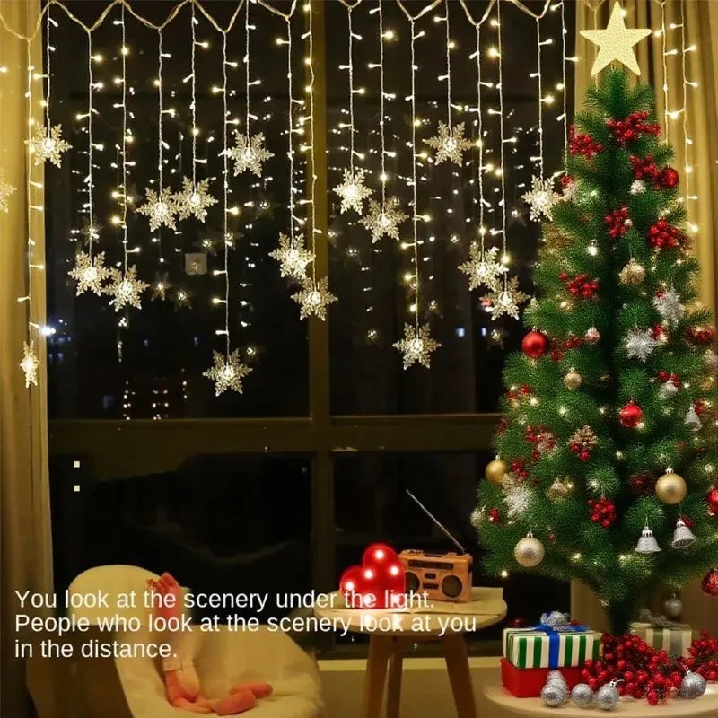110V 220V Snowflakes  Curtain Garland on The Window Fairy Lights New Year Garland Festoon Led Lights String Christmas Decor Dazzle Frenzy