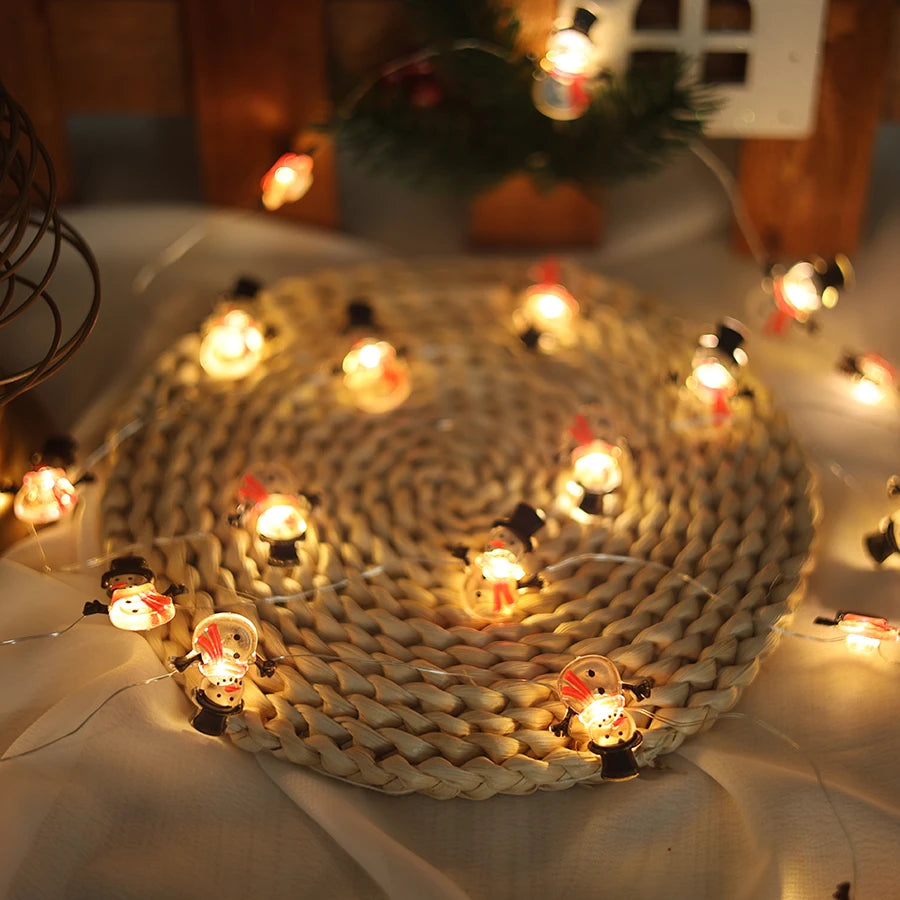 LED Christmas snowman pendant copper wire light string Christmas tree decoration scene atmosphere colorful lights Dazzle Frenzy