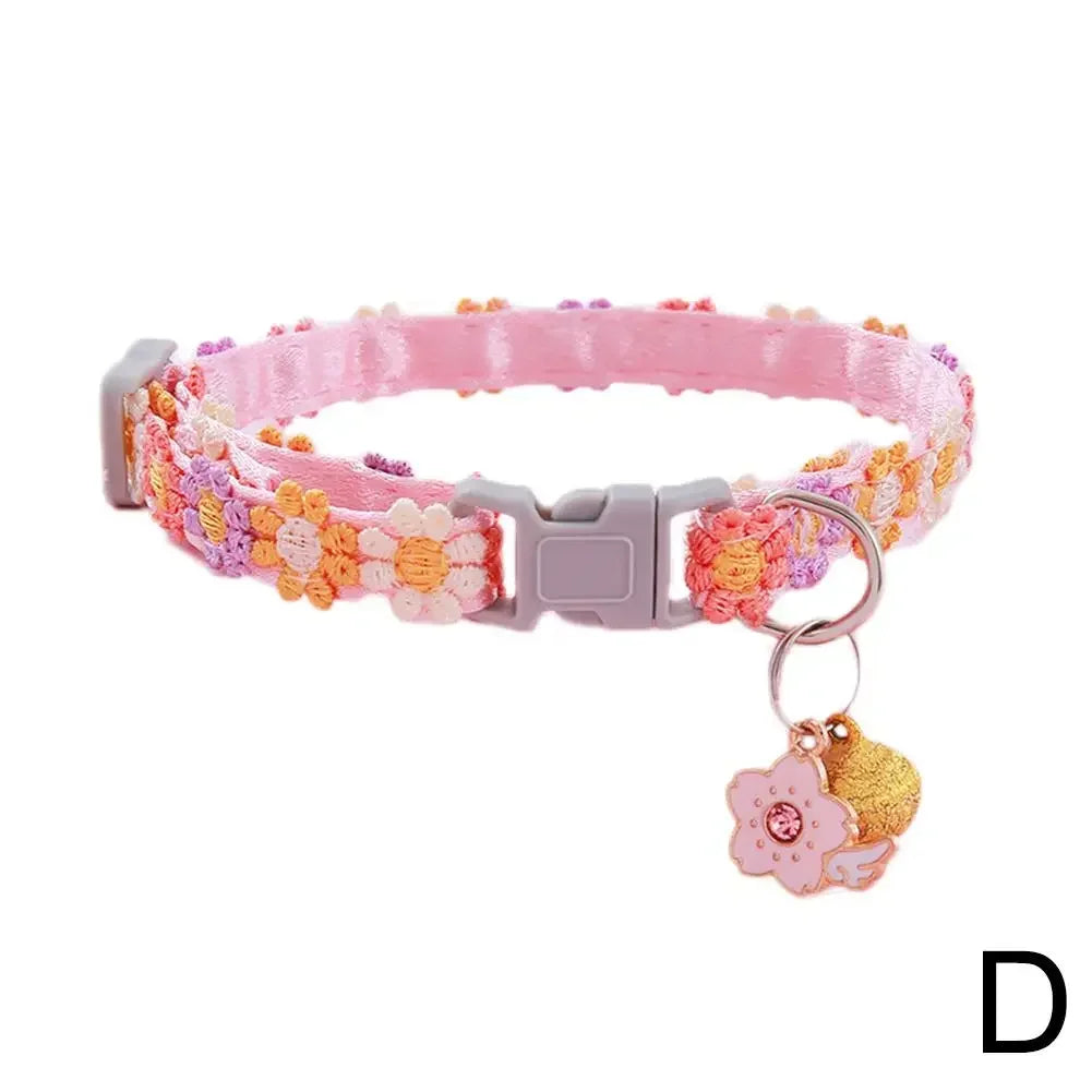 Adjustable Colorful Lace Flower Cat Collar with Bell – Cute Floral Choker Necklace for Cats & Kittens | 2025 Viral Breakaway Safety Cat Collar